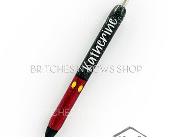 Mickey Glitter Pen with Personalization || Add Name or Order Plain