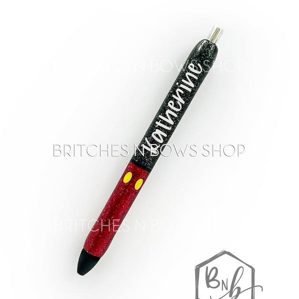 Mickey Glitter Pen with Personalization || Add Name or Order Plain