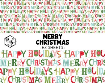 Merry Christmas || EZ Sheets • Printed Vinyl || Mini Print Available