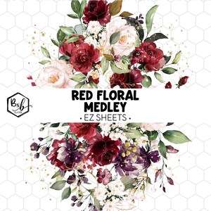 Rotes Blumenmedley || EZ Sheets • Bedrucktes Vinyl || Minidruck erhältlich