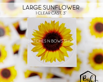 Large Sunflower Clear Cast Decal Print || 3” print