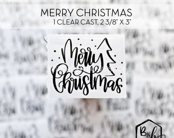 Merry Christmas Clear Cast Decal Print || 2 3/8” x 3" print