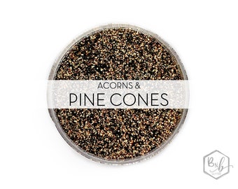 Acorns & Pine Cones || Exclusive Premium Polyester Glitter, 1oz by Weight • Semi-OPAQUE • || up to .015 cut