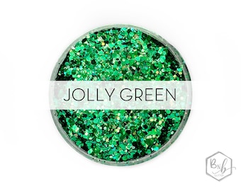 Jolly Green || Exclusive Premium Polyester Glitter, 1oz by Weight • Semi-OPAQUE • || up to .062 cut