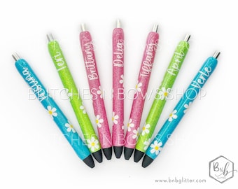 Daisy Glitter Pen with Personalization || Optional Name Decal