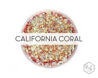 California Coral || Exclusive Premium Polyester Glitter, 1oz by Weight • TRANSPARENT • || up to .062 cut