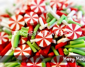 Merry Mint Sprinkles || Polymer Clay Fake Sprinkle Shapes, 1.3oz Jar • OPAQUE • || Do Not Eat