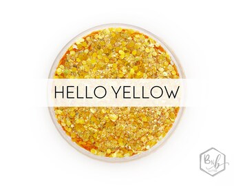 Hello Yellow || Exclusive Premium Polyester Glitter, 1oz by Weight • TRANSPARENT • || up to .062 cut