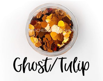 Orange Ghost or Tulip || Ghost/Tulip Glitter Shape Mixer, Sample Jar •OPAQUE •