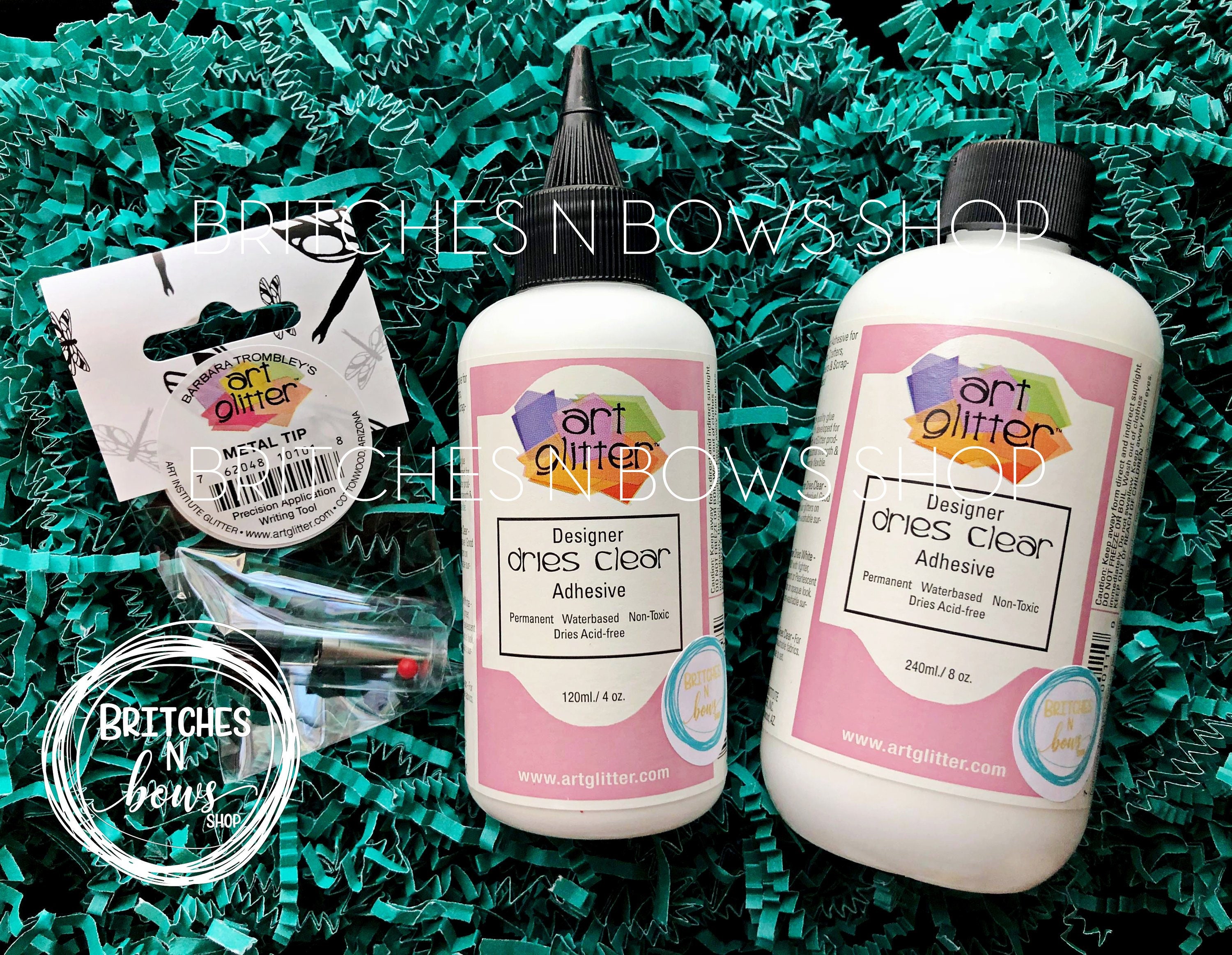 Bundle 8oz, 4oz, and metal tip Art Glitter Designer Dries Clear Adhesive
