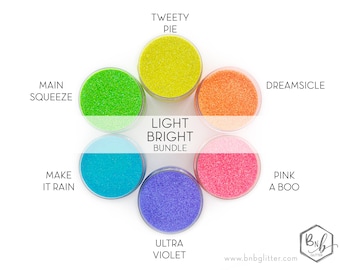 Lite Bright Package Bundle || Premium Polyester Glitter, 1oz by Weight • TRANSPARENT • 6 Glitters Total