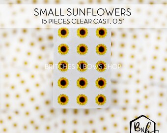 Small Sunflower Clear Cast Decal Print || 15 count • 0.5” each • EZ Cast and EZPOP Cast