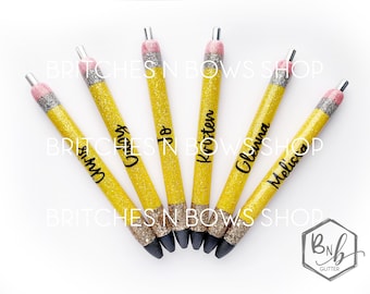 Soft Pencil Glitter Pen with Personalization || Optional Name Decal • BULK Option