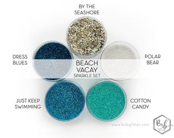 Beach Vacay Sparkle Set || Premium Polyester Glitter, 1oz by Weight || 5 Glitters Total