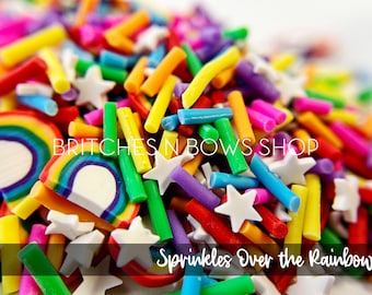 Sprinkles Over the Rainbow || Polymer Clay Fake Sprinkle Shapes, 1oz Jar • OPAQUE • || Do Not Eat