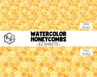Watercolor Honeycombs || EZ SHEET • Printed Vinyl || Mini Print Available