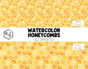 Watercolor Honeycombs || EZ SHEET • Printed Vinyl || Mini Print Available