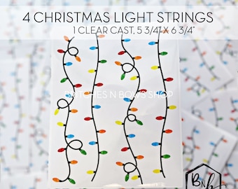 4 Christmas Light Strings Clear Cast Decal Print || 5.75” x 6.75” print
