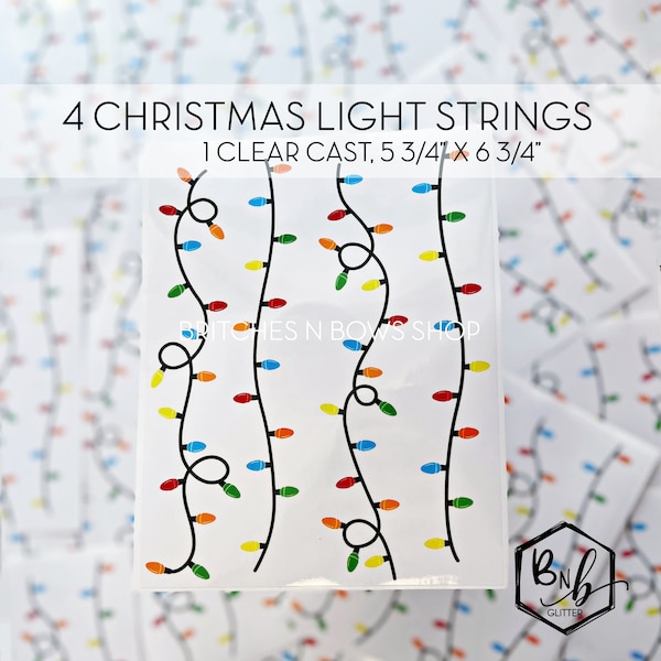 4 Christmas Light Strings Clear Cast Decal Print || 5.75” x 6.75” print • EZ Cast and EZ POP Cast