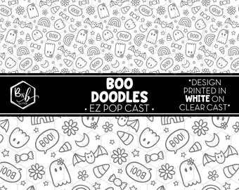 Boo Doodles || EZ POP Cast • White Design on Clear Cast