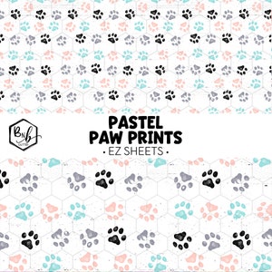 Empreintes de pattes pastel || Feuilles EZ • Vinyle imprimé || Mini impression disponible