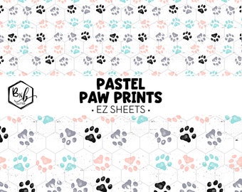 Pastel Paw Prints || EZ Sheets • Printed Vinyl || Mini Print Available