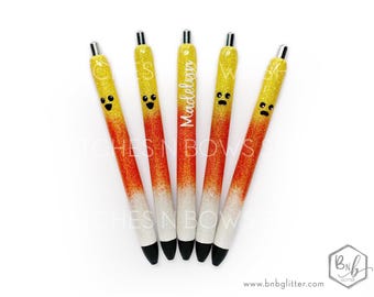 Candy Corn Glitter Pen with Personalization || Optional Name Decal