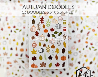 Autumn Doodles Clear Cast Print || 55 Doodles • 3.5” x 5.5” sheet