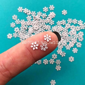 White Snowflakes || METAL FLAKES, approx. 75+ per jar • No Discounts •