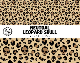 Neutral Leopard Skull || EZ Sheets • Printed Vinyl