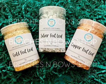 Metalic Foil Flakes Bundle || 10g Jars (Gold, Copper & Silver)