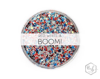 Red, White, & BOOM || Exclusive Premium Polyester Glitter • Premium by Weight • Semi-OPAQUE • || up to .062 cut