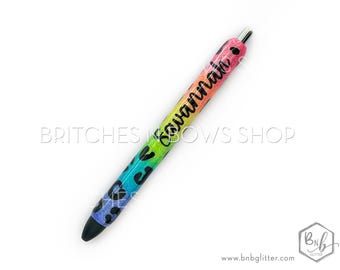 Rainbow Leopard Glitter Pen with Personalization || Optional Name Decal • Bulk  Options