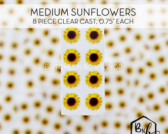 Medium Sunflower Clear Cast Decal Print || 0.75” each