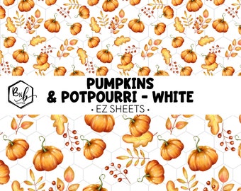 Pumpkins & Potpourri White || EZ Sheets • Printed Vinyl || Mini Print Available