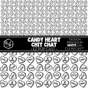 Bate-papo Candy Heart || Elenco EZ POP • Design branco em gesso transparente || Mini impressão disponível