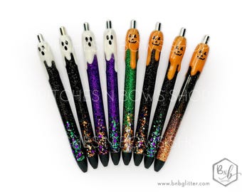 Halloween Ghost or Pumpkin Glitter Pen with Personalization || Optional Name Decal