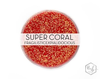 Super Coral Fragilisticexpialidocious || Premium Polyester Glitter, 1oz by Weight • TRANSPARENT • || .015 cut