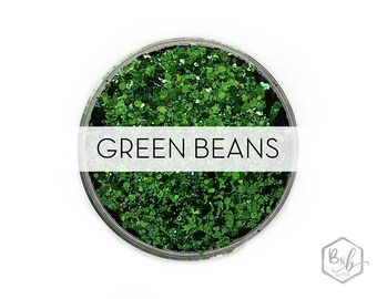 Green Beans || Exclusive Premium Polyester Glitter, 1oz by Weight • OPAQUE • || up to .094 cut