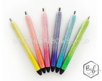 Pastel to Neon Ombre Glitter Pen with Personalization || Optional Name Decal