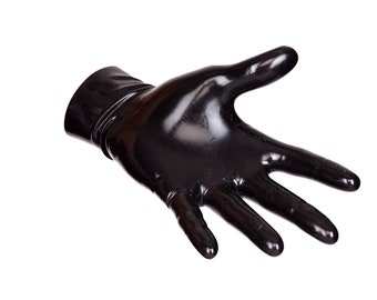 Fetish Black Opera Length Chlorinated Latex Long Gloves