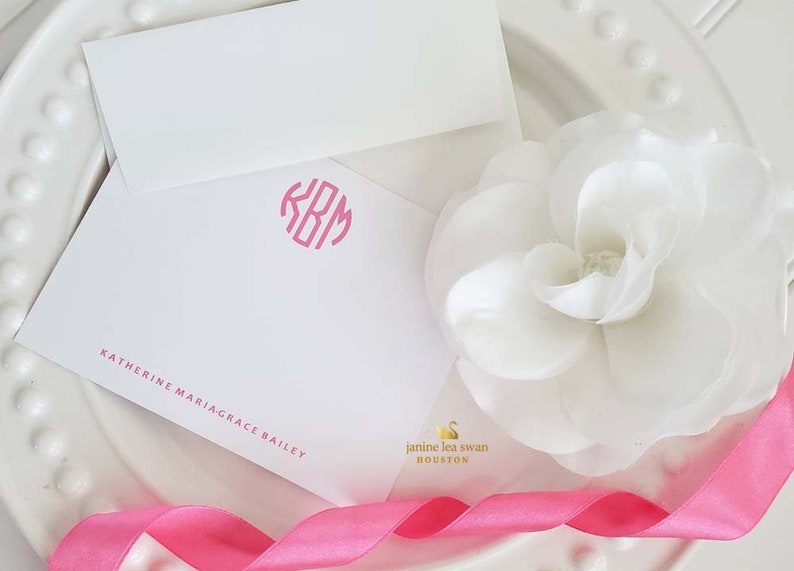 Floral Monogram Note Cards Personalized Monogrammed Notes Etsy