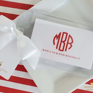 Monogram Gift Cards Any Color Ink Calling Cards Enclosure Cards Personalized gift wrapped in a vinyl pouch with bow 24 for