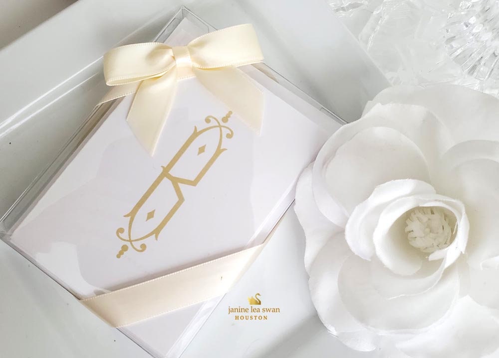 Gold Monogram Note Cards Personalized Monogrammed Notes Etsy