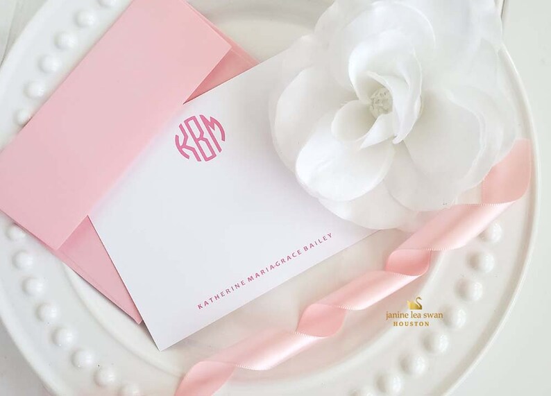 Floral Monogram Note Cards Personalized Monogrammed Notes Etsy