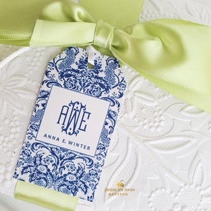 Chinoiserie Monogram Gift Cards Chinoiserie Gifts Blue Porcelain Gifts Chinese Blue Design for Gift Cards Monogram Chinoiserie Cards