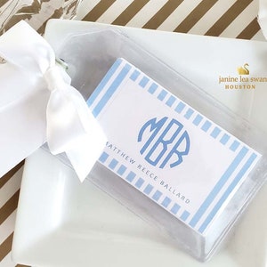 Monogram Gift Cards 24 for 15.00 Calling Cards Enclosure Cards Personalized gift wrapped in a vinyl pouch with bow