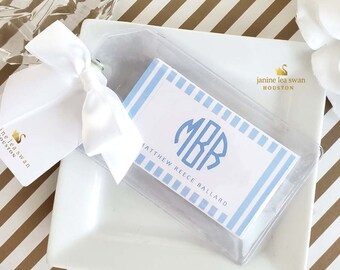 Monogram Gift Cards 24 for 15.00 Calling Cards Enclosure Cards Personalized gift wrapped in a vinyl pouch with bow