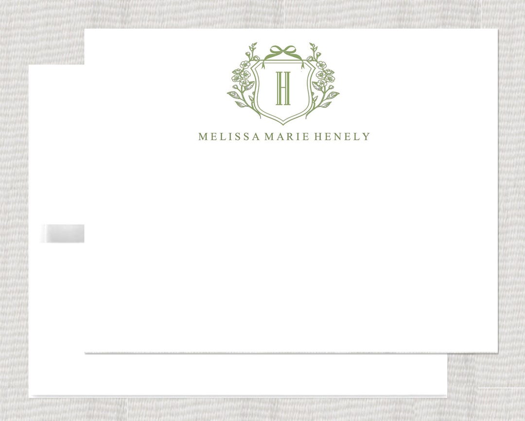 Crest Panel Notes Personalized Family Panel Cards Notes Stationery ...