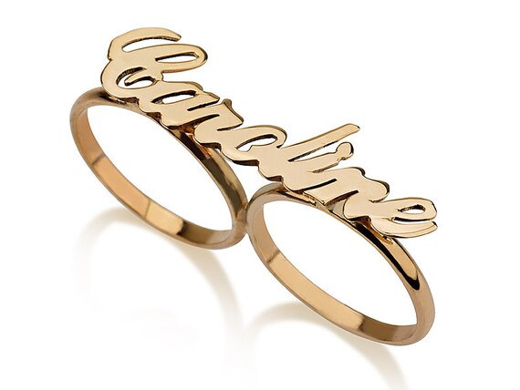 double name ring gold